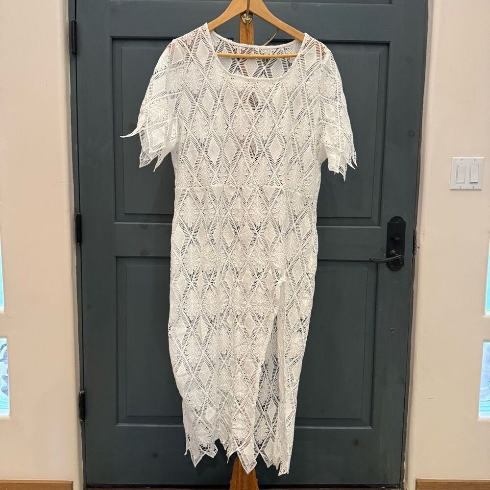 NWT Shein Curve Lace Crocheted Swim coverup 2XL